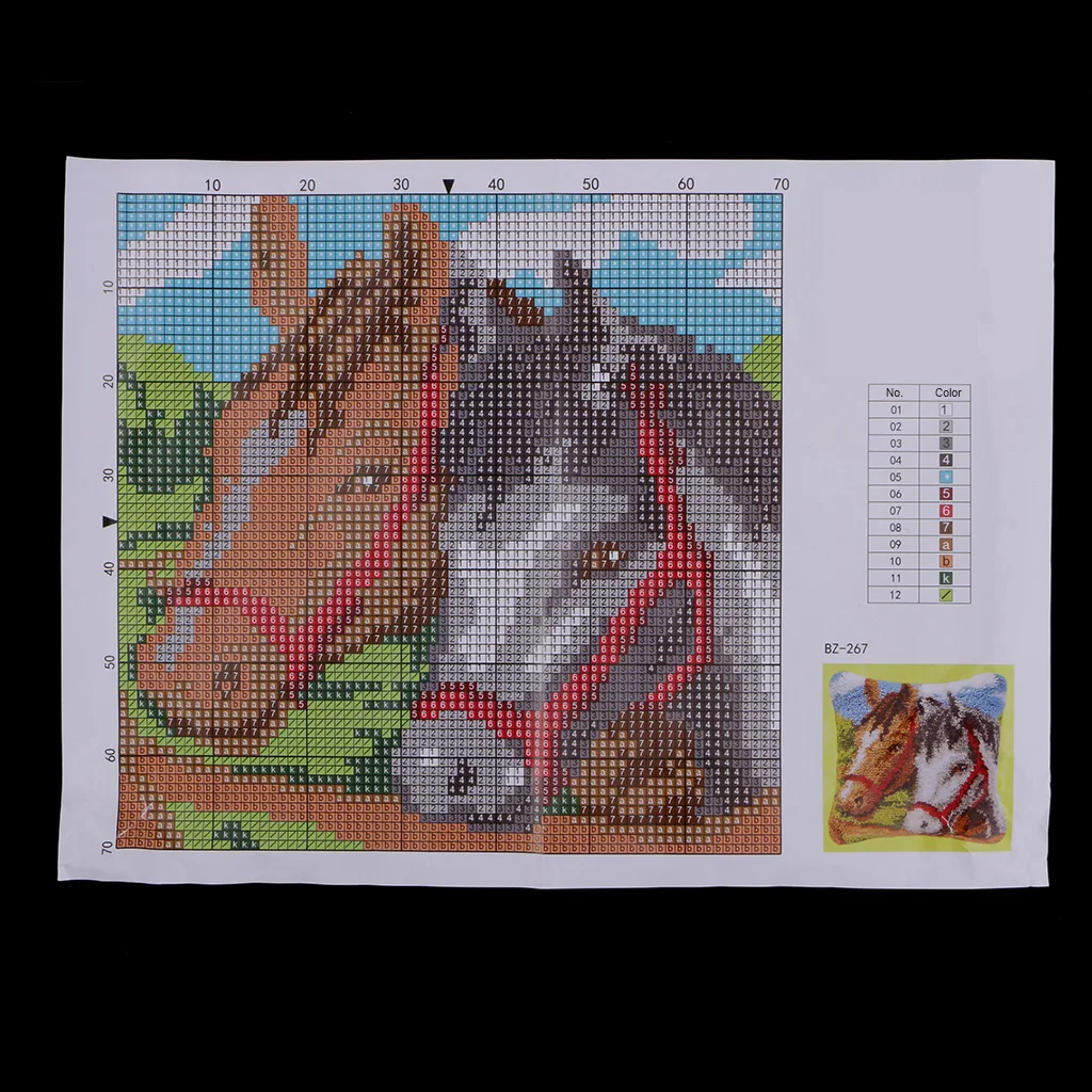 2 Sets Rabbit Horse Latch Hook Kits For Adults Beginners DIY Pillow Case Sofa Cushion Cover