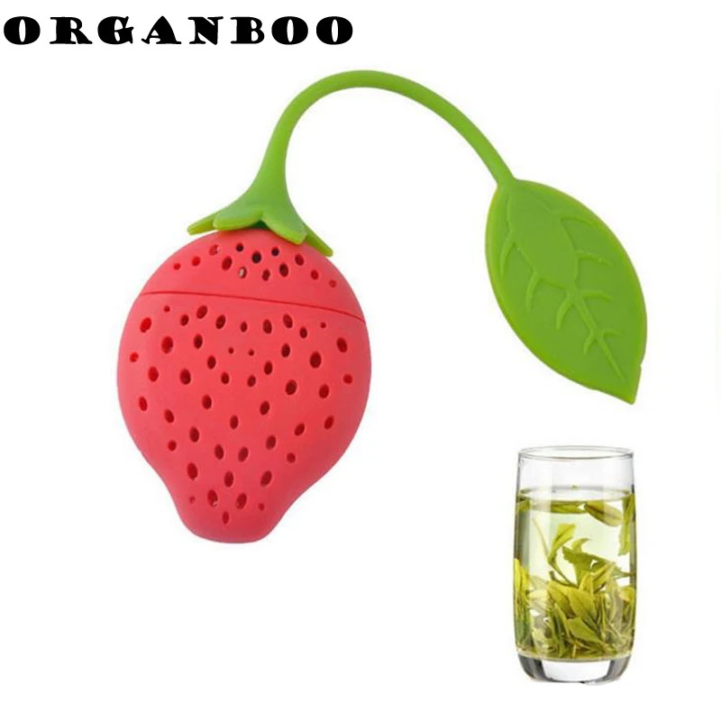 

ORGANBOO 1PC Red Strawberry Tea Infuser Loose Leaf Tea Strainer Herbal Spice Infuser Filter Tools Food grade Silicone