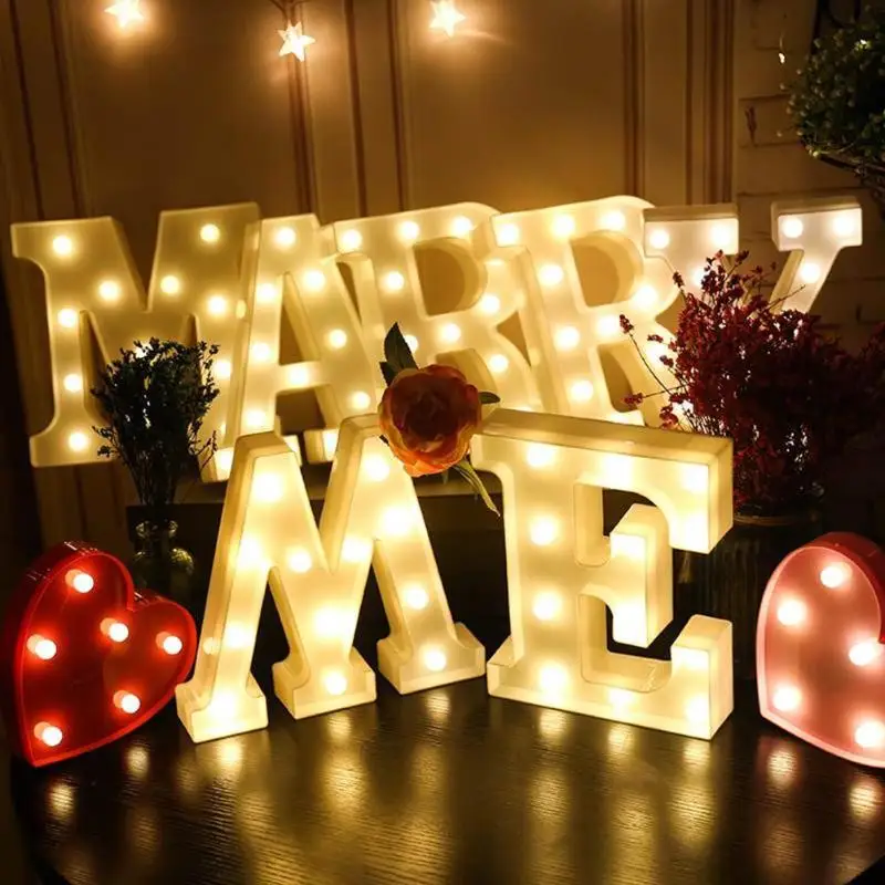 

New 22CM 3D 26 White Letter LED Marquee Sign Alphabet Light Indoor Wall Hanging Night Light Bedroom Wedding Birthday Party Decor