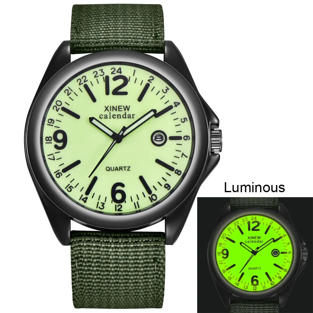 Военные мужские кварцевые армейские часы с черным циферблатом, роскошные спортивные наручные часы, повседневные часы с нейлоновым ремешком, светящиеся часы, мужские часы - Цвет: E