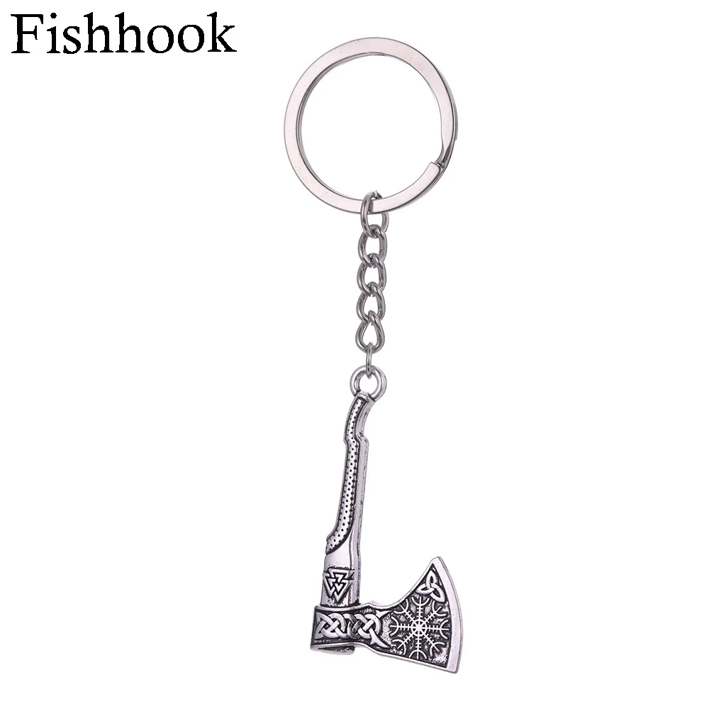 

Fishhook 2018 New Axe Shape Keychain,Valknut Magic Staves Vegvisir Scandinavian Viking Axe Key Chain