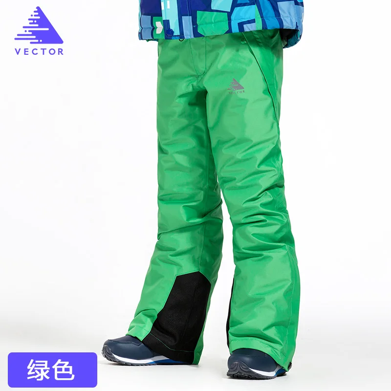 Лыжные штаны, Детские брендовые штаны для мальчиков и девочек, новинка года, спортивные ветрозащитные водонепроницаемые теплые зимние детские брюки для сноуборда - Цвет: Green