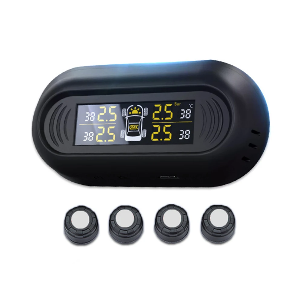 

Solar Power Tire Pressure Monitoring System Car Tyre Futurepast Control Gauge LCD Display Brightness Adjustable NR-shipping