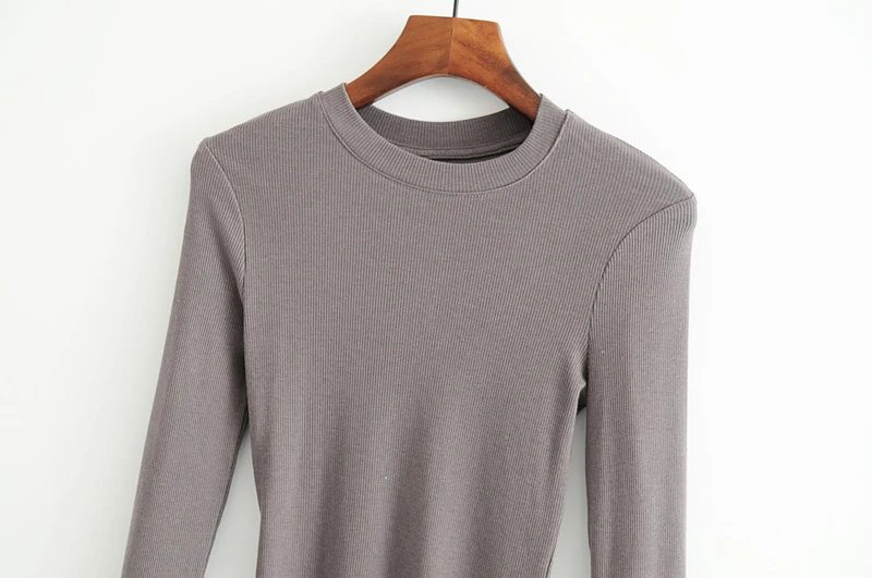 Women Crew Neck Ribbed  Long Sleeve Slim Fit T-shirt For size XS/S