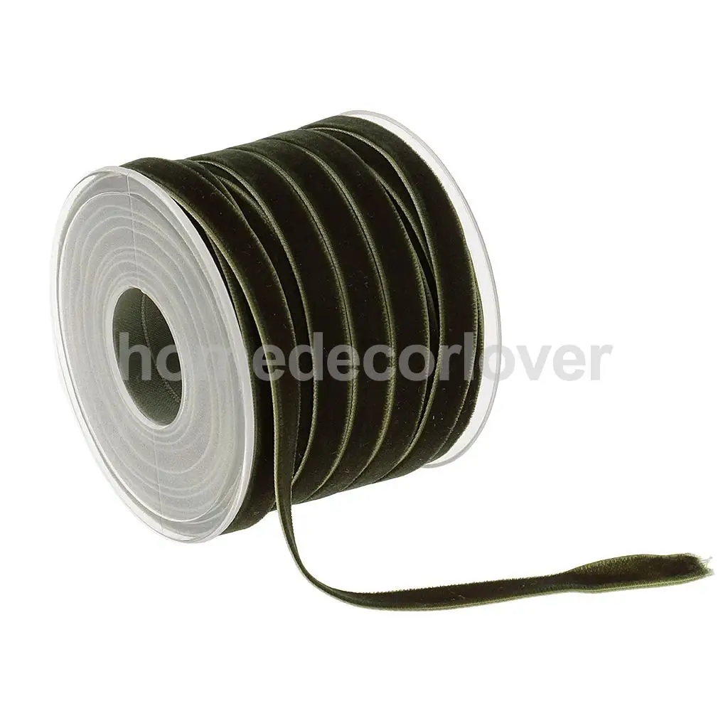 2*20 Yard Velvet Ribbon Roll For Diy Handicraft Decoratio or Holiday Gift Package Wrapping Wine Red & Green