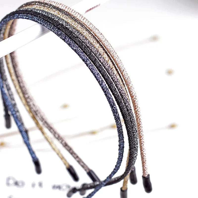 

Fashion Women Super Thin Glitter Hairbands Personality Handmade Shiny Metal Colors Headbands Chic Hair Holder Headwear