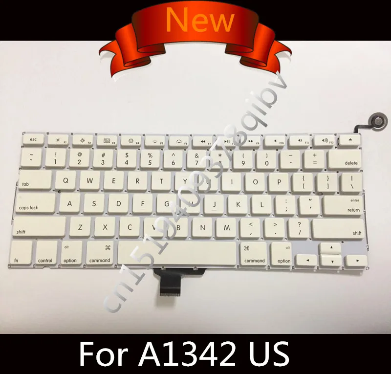 

New White US UK English QWERTY keyboard for Macbook 13'' Unibody A1342 2009 2010 MC207 MC516 with Power Button no Backlight OEM