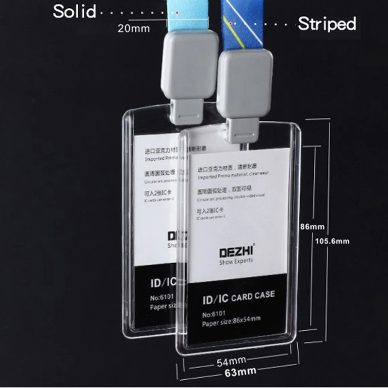 DEZHI Brand New Retractable Custom Lanyard with Full Transparent Business ID IC Card Holder,Vertical Horizontal Available