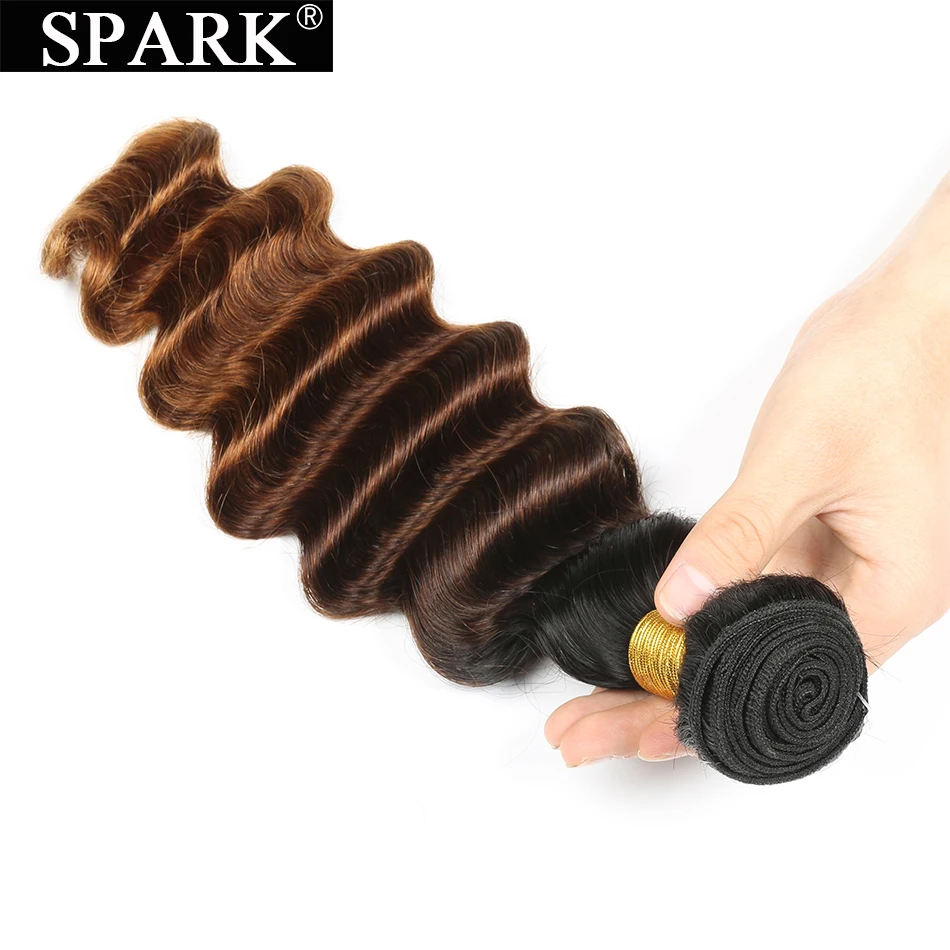 Spark Brazilian Loose Deep Wave Hair Bundles Deal T1B/4/30 Ombre Hair Weave 100% Remy Human Hair Extensions Can Buy 3/4 Bundles