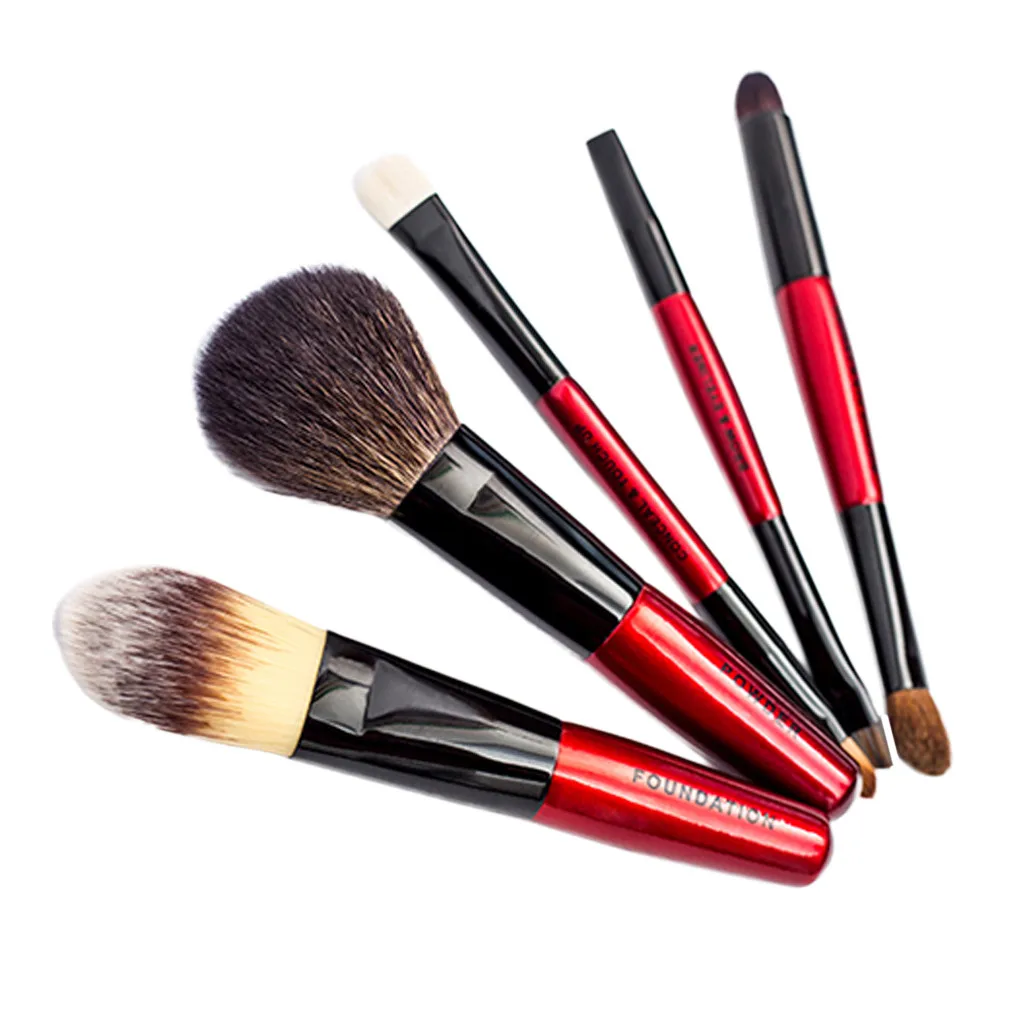 Новая мода мини-кисточка набор красный 5 шт. набор Профессиональная Кисть для макияжа инструмент для Макияжа Косметический Pincel Maquiagem# YL5
