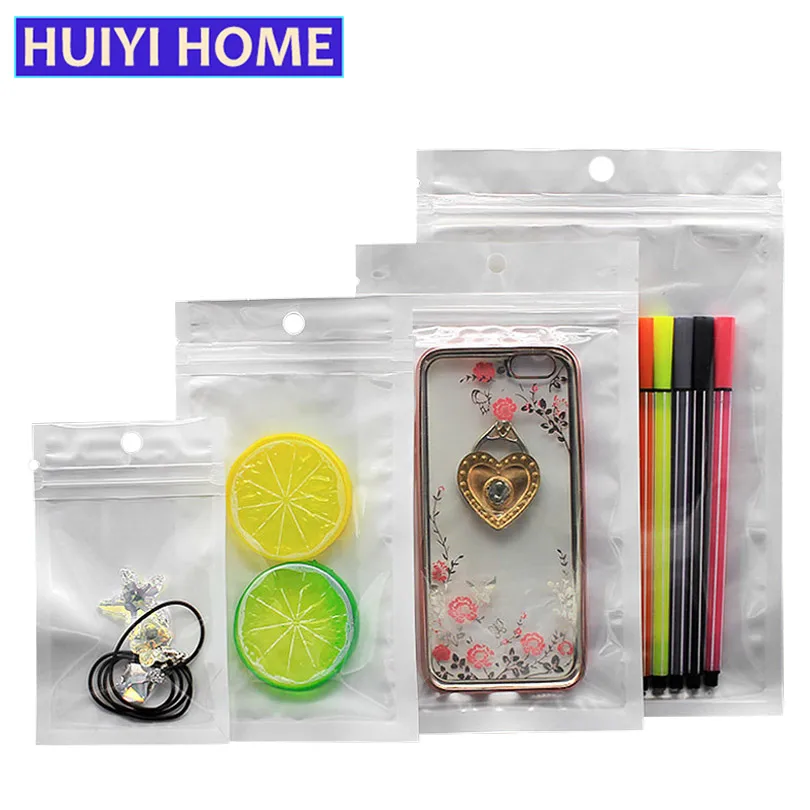 HUIYI HOME 20pcs Ziplock Bag Plastic Transparent Sealed Sundries