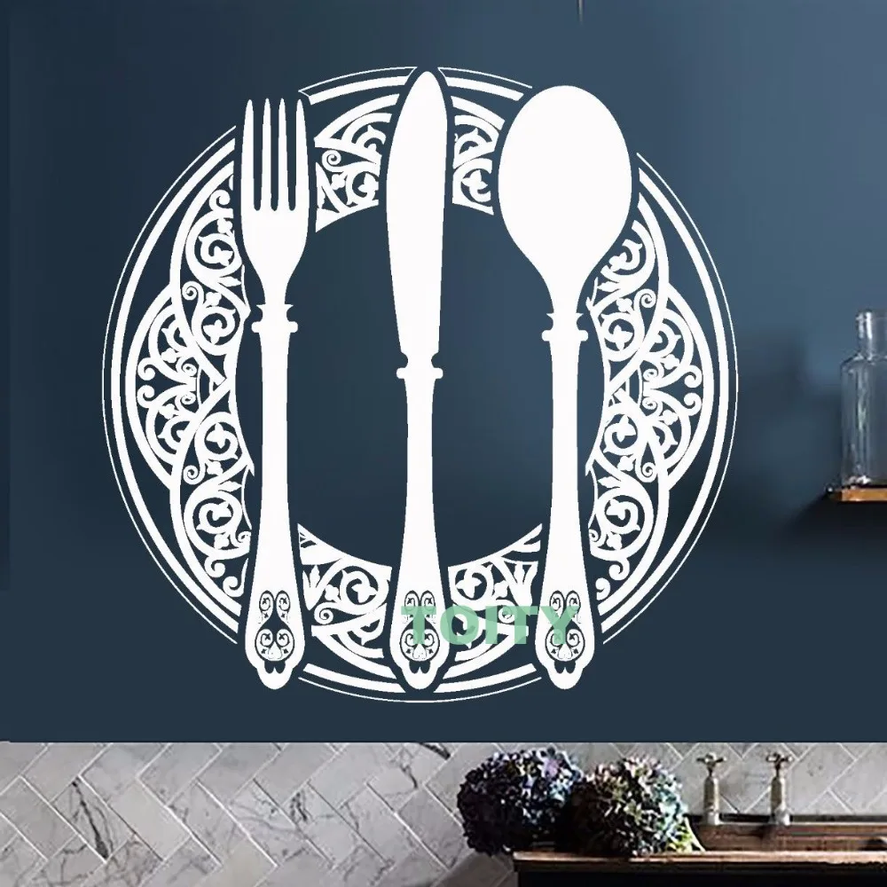Fork Knife Spoon Vinyl Wall Decal Dining Room Decoration Kitchen
