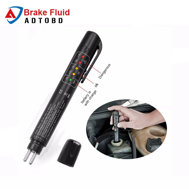 

Car Brake Fluid Liquid Pen Tool With 5 LED Car Auto Vehicle Tool Diagnostic Tools Brake Fluid Tester For DOT3/DOT4 Vehicle Test