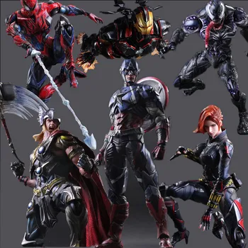 Superhero Play Arts Kai Action Figure Spiderman Vemon Thor Captain America Collectible Model Toy Anime Avenger Playarts anime movie figure the avenger iron man gloves with light cosplay tool action figure collectible model toys for boys