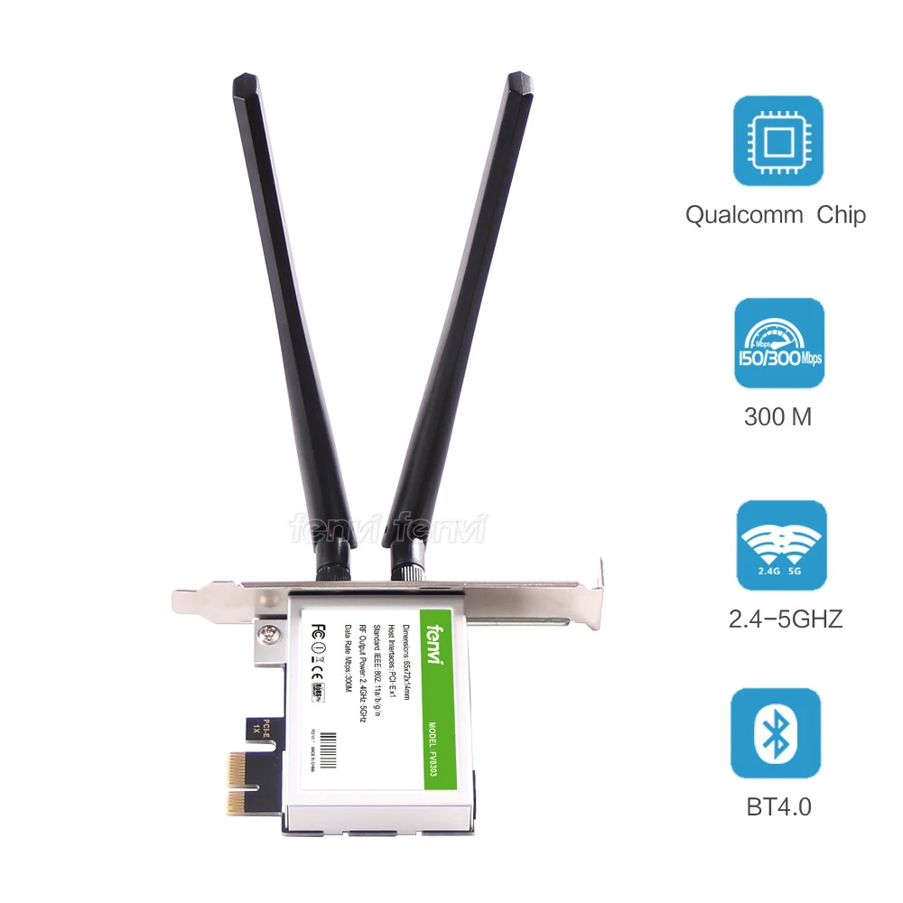 Беспроводной двухдиапазонный адаптер N600 PCI Express Wi Fi 300 Мбит/с Bluetooth 4 0 802.11a/b/g/n 2