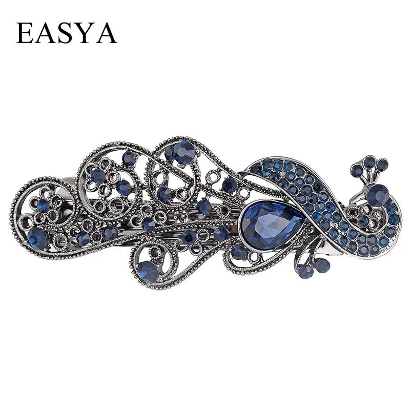 Buy EASYA Vintage Antique Silver Peacock Hair Clips