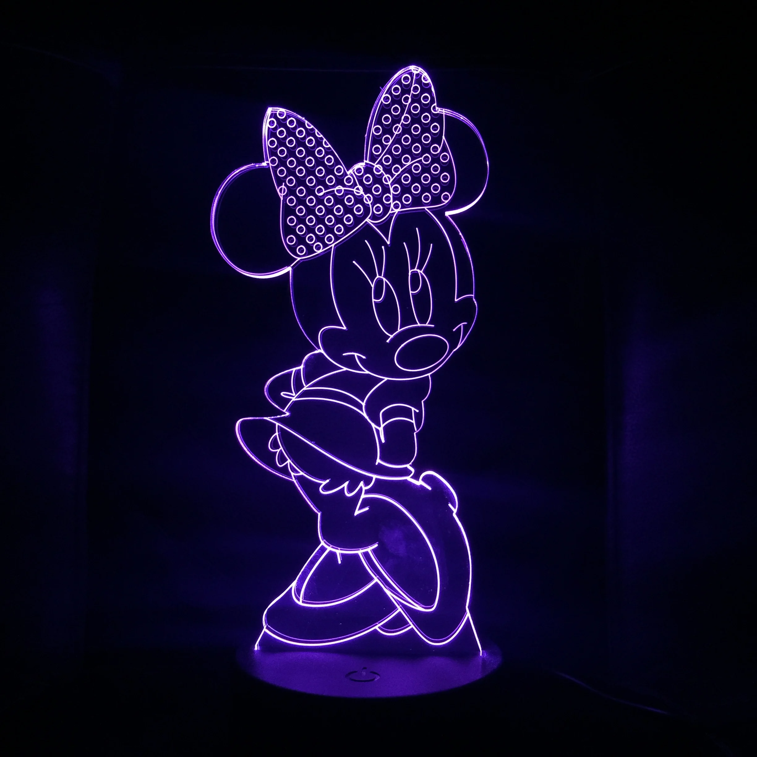 Cute Cartoon Minnie Mouse Figure Night Light LED 3D Illusion Bedroom Decoration Lamp Child Kids