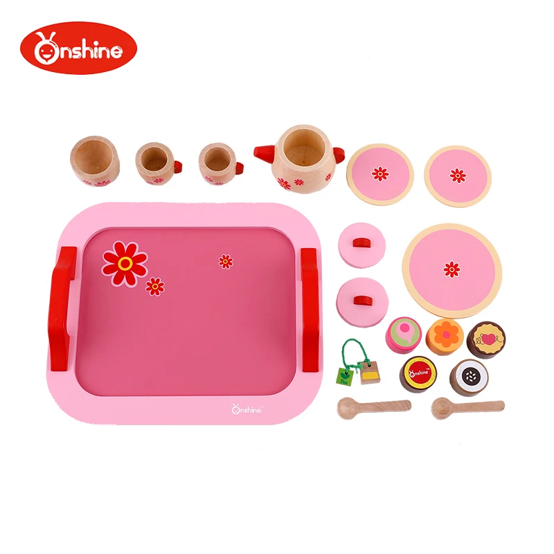 

Onshine explosion models wooden children's educational toys Pretend Play afternoon tea set baby meal kitchenware good package