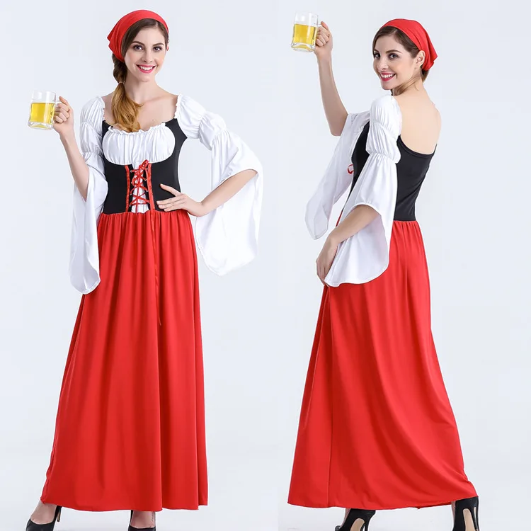 Buy Online PLUS size LONG Red Oktoberfest Beer Maid Peasant Dress