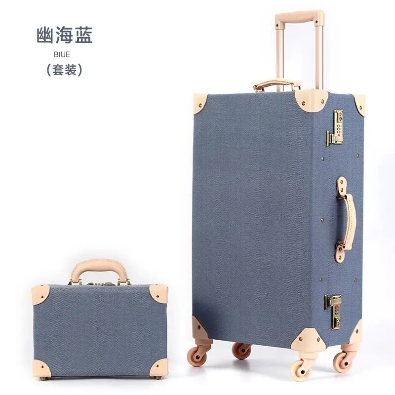 New 2PCS/SET Vintage Floral Travel Bag Rolling Luggage,13"20"24"26"inch Women Retro high quality Trolley Suitcase On Wheels