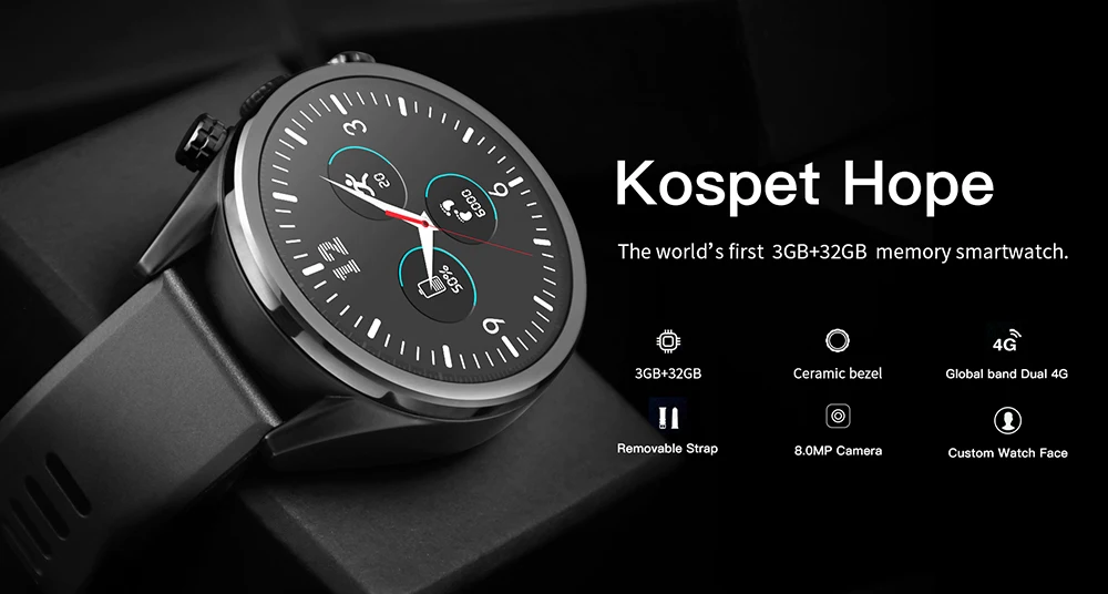 KOSPET Hope 3 ГБ 32 ГБ Android 7.1.1 1,3" 4G умные часы для мужчин IP67 Водонепроницаемый MT6739 камера бизнес Bluetooth Смарт часы телефон