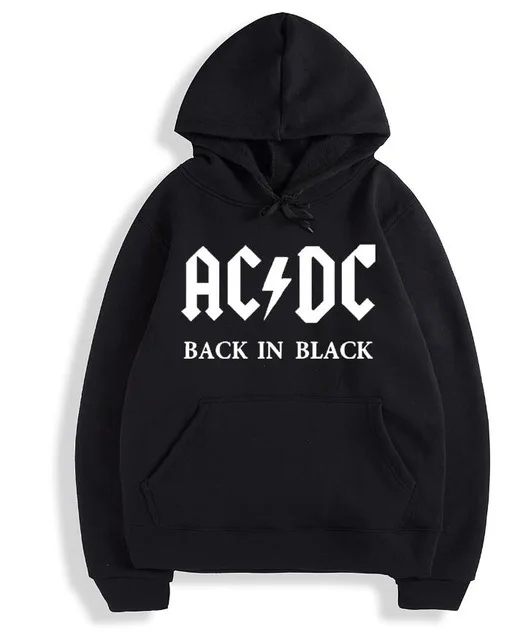Brand AC DC Hoodie Men Hip Hop Rock Band ACDC Back In Black Sweatshirt