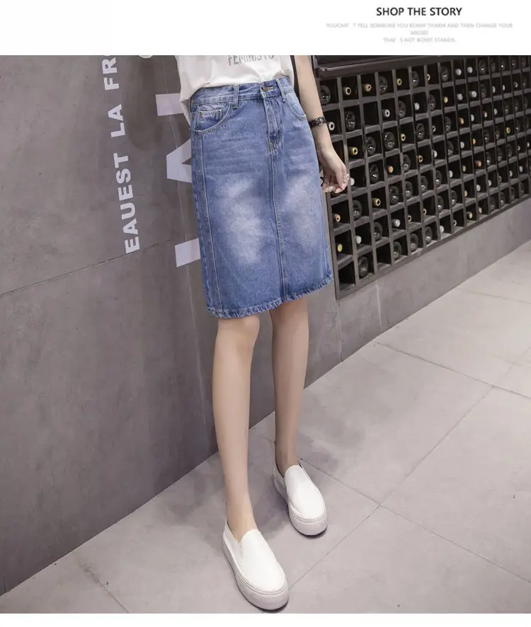Харадзюку, летняя женская юбка, большой размер, модная новинка, Корейская версия, свободные, для девушек, синие, джинсовые, длинные юбки для женщин размера плюс S-5XL