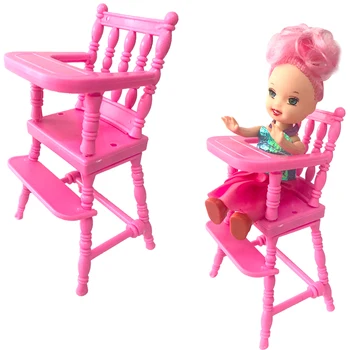 

NK 1 Pcs Mini Doll Furniture Dinner Room Kindergarten High Chair For Barbie Doll Sister Kelly 1:12 Doll Dollhouse Accessories DZ