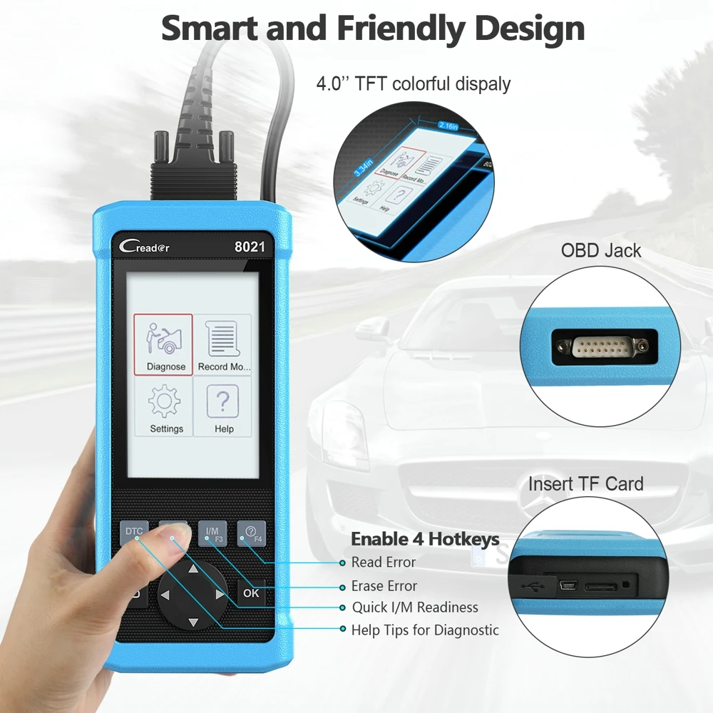 Launch CReader CR8021 OBD2 сканер диагностический сканер для автомобиля DPF регенерация масла сервис сброса ABS SRS EPB TPMS BMS ODB2