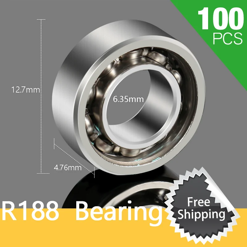 

100 pcs Open Style Hybrid Bearing R188 for Toy Finger Spinner Skateboard Drift Plate Autism and ADHD Rotation Fingertip Gyro