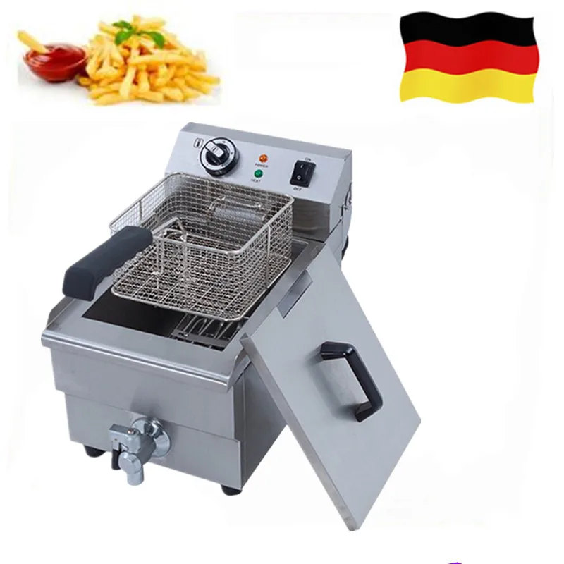 Commercial 10L Single Tank French Fries Deep Fryer Stainless Steel High