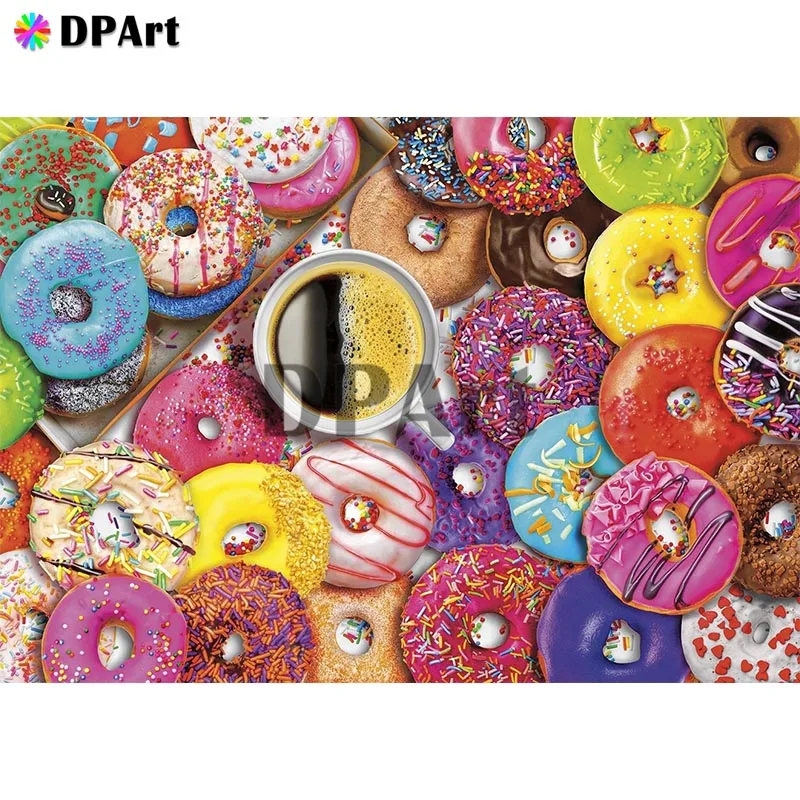 

Diamond Painting 5D Full Square/Round Drill Donut Coffee Daimond Rhinestone Embroidery Painting Cross Stitch Mosaic Picture M758
