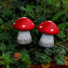 Смоляные красные декорации в виде грибов для сада на открытом воздухе в европейском и американском стиле миниатюрные Ландшафтные аксессуары для украшения дома