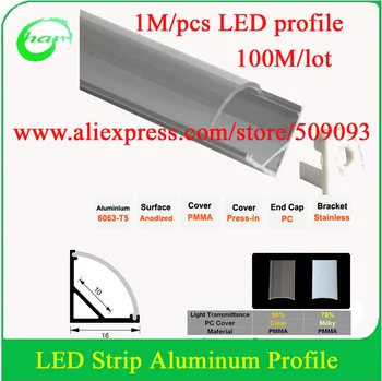 

100M/Lot V Shape 1616 Newest LED bar light housing -led profile aluminum corner led light for wall