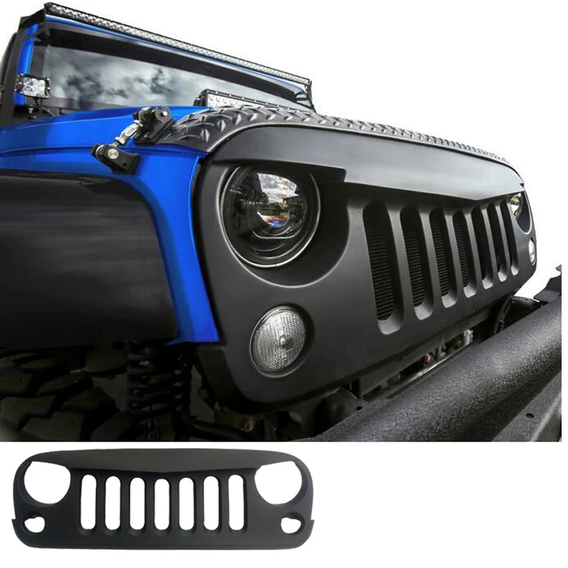 

Free Shipping!!! Front Matte Black Angry Bird Grille Grid Grill for Jeep Wrangler Rubicon Sahara Jk 2007-2016