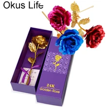 Высокое качество, 24 K, покрытая фольгой, розовая золотая коробка, День матери, День Святого Валентина, креативный подарочный набор, длится навсегда, любовь, Свадебный декор