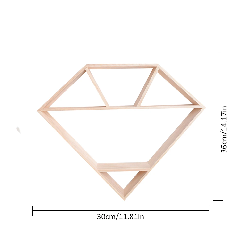 Скандинавский стиль деревянная полка ромбовидный держатель для хранения Настенные подвесные полки для детской комнаты украшения реквизит для фотосъемки