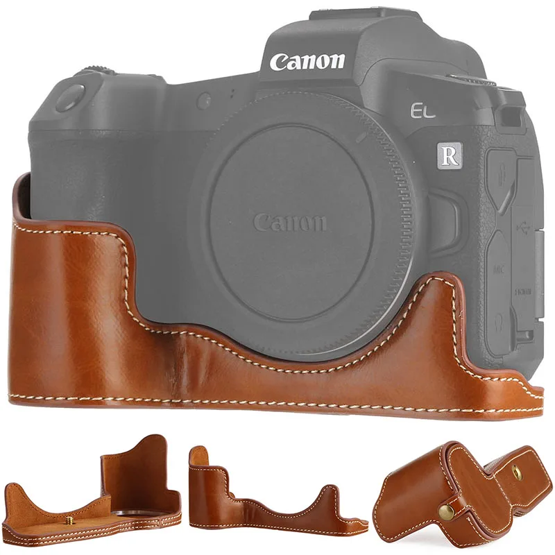 Ableto Pu Leather Case Half Body Set Case Cover Grip For Canon Eos R Eosr Camera Bag With Battery Opening Camera Video Bags Aliexpress