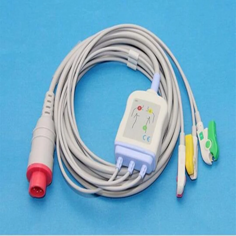 Monitor de Ecg Compatível para Bm3 One-piece Cabo Paciente Bionet 3 Leva 6pin Leadwires Patient Clip End Norma Iec Ecg Mod. 188463