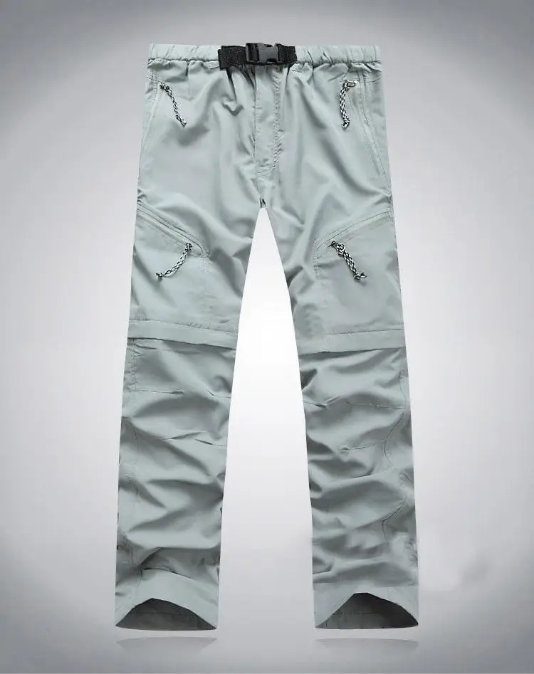 Спортивные водонепроницаемые брюки для альпинизма, для мужчин и женщин, быстросохнущие, дышащие, тонкие, два предмета, съемные - Цвет: Серый