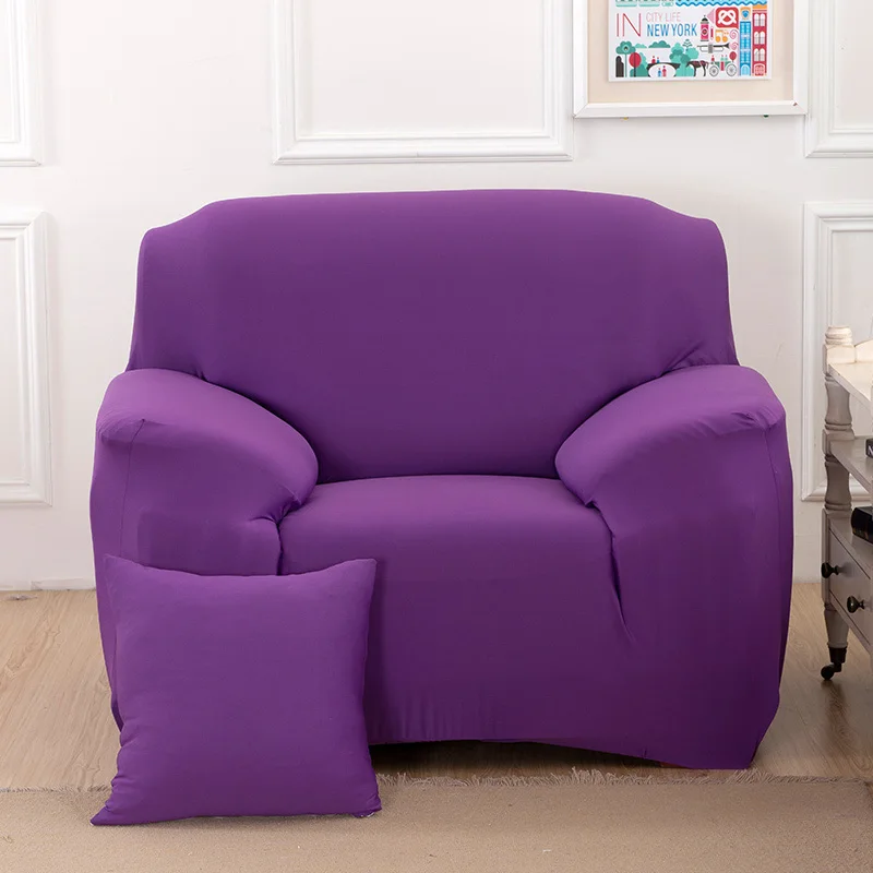 Однотонный диван, l-образные чехлы для диванов, эластичный универсальный чехол для дивана, 16 цветов, один/два/три/четыре сиденья - Цвет: purple