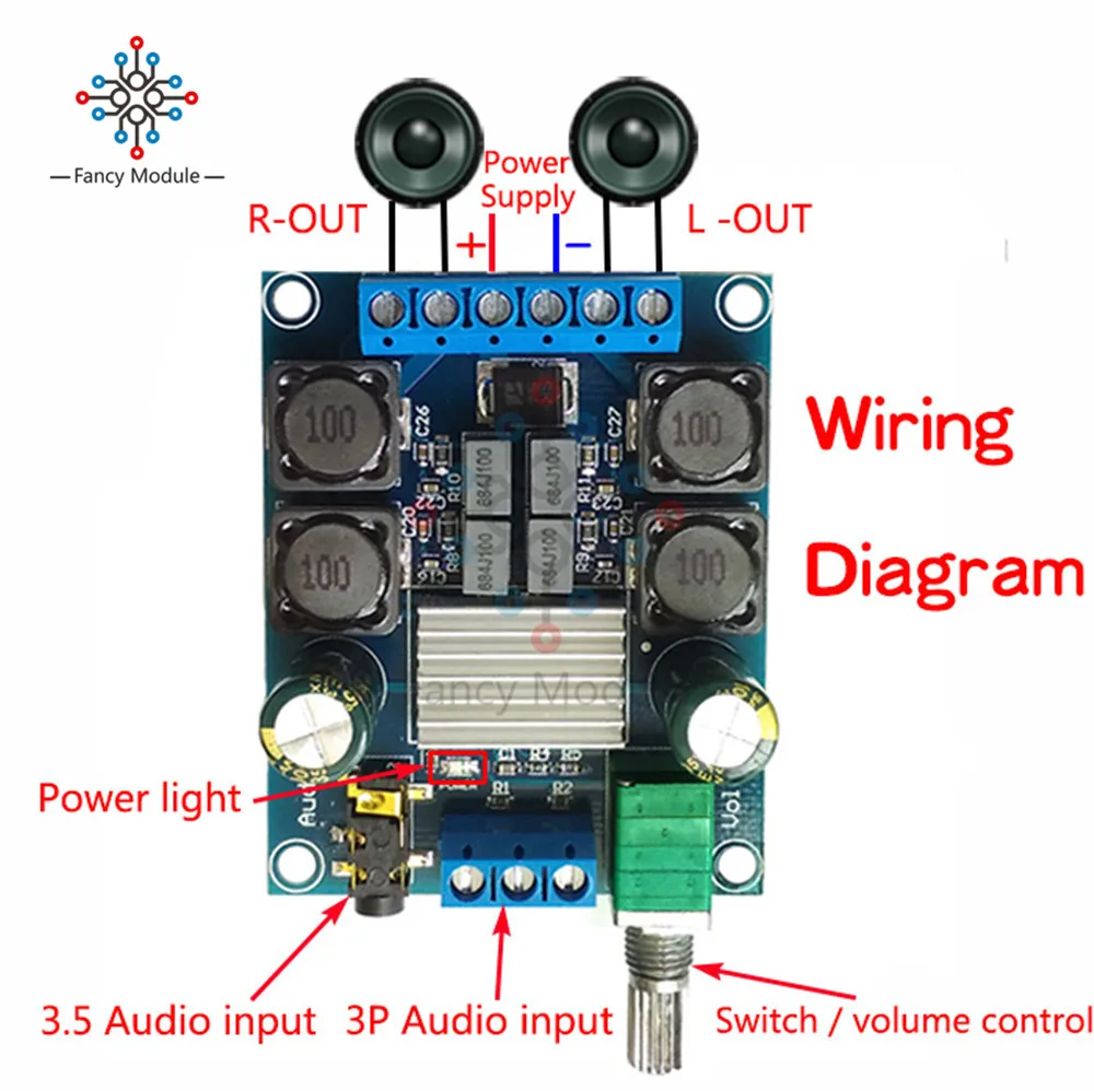 50Wx2 TPA3116 D2 двухканальный DC4.5-27V цифровой усилитель мощности доска стерео