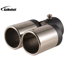 Y-Pipe Dual/Dual Automobile Exhaust Pipes Tips Car Stainless Steel Chrome Round Tail Muffler Tip Pipe