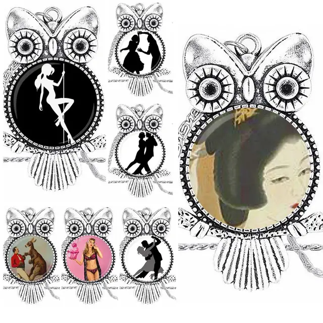 EJ Glaze Pole Dance Sex Girls Stripper Glass Cabochon Pendant  