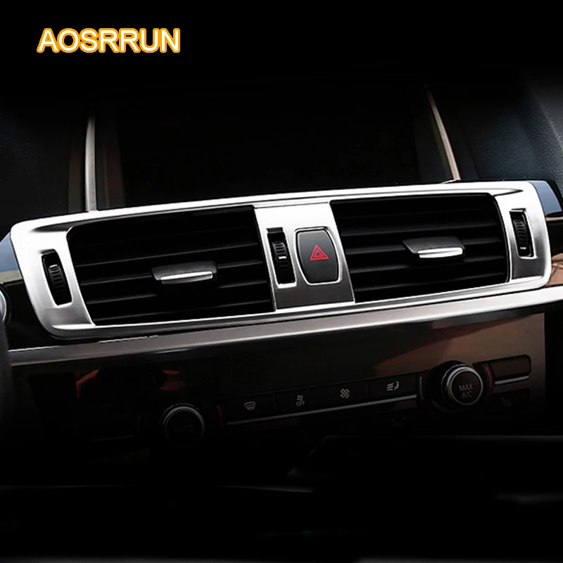 AOSRRUN Abs Matte Stainless Steel central air conditioning outlet covers car accessories For BMW ...