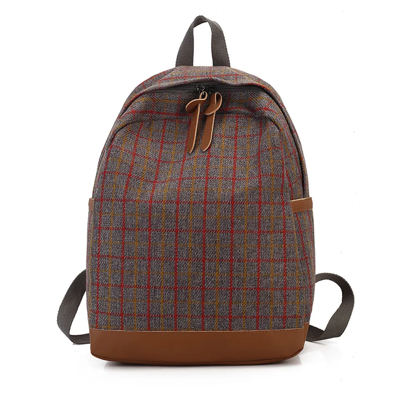 

Retro Schoolbag canvas backpack women leather Backpacks chic school bags for teenage girls female shoulder bag mochila infantil