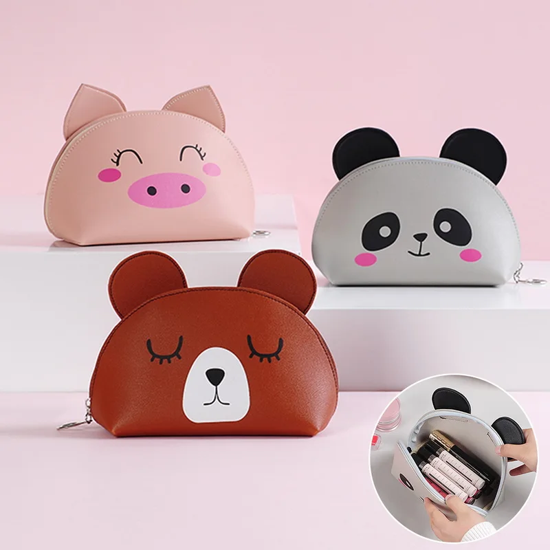 

MoneRffi Portable Beauty Pouch Cartoon Panda Bear Shape Travel Makeup Organizers Cosmetic Case For Women Waterproof Toiletry Kit