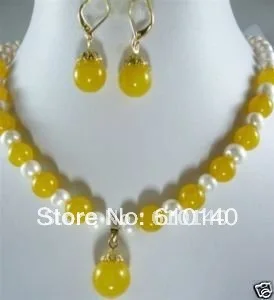 

3PCS yellow pendant/necklace earring set QQ2T33