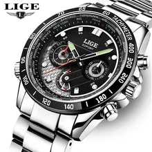 2016 Montres Hommes Marque De Luxe LIGE Complet en acier Inoxydable Sport Quartz Montre Homme Imperméable Casual En Cuir Horloge relogio masculino