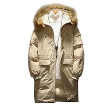 Высокое качество, толстая мужская зимняя куртка, новая мода, большой меховой воротник, большой размер, M-5XL, Теплая мужская зимняя куртка и куртка